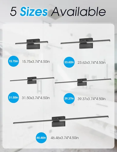 Miniatura 8 de VOLISUN Lámpara de tocador de baño de 48 pulgadas, 5CCT regulable, lámpara LED de baño de 40 W sobre el espejo, luces de tocador de barra negra