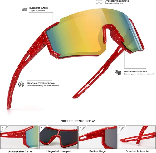 Miniatura 3 de SEKKAF Gafas de sol de béisbol juveniles para niños y niñas de 6 a 12 años de edad, gafas de sol deportivas de softbol para ciclismo y deportes