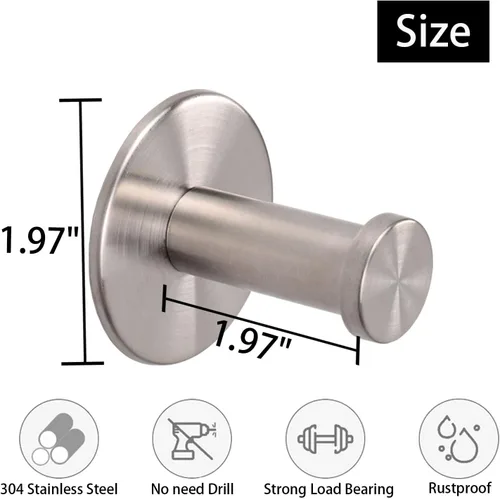 Miniatura 3 de Ganchos para Toallas de Baño, Paquete de 6 Ganchos Autoadhesivos para Abrigos, Gancho Resistente para Bata Sin Perforación, SUS 304 Acero Inoxidable