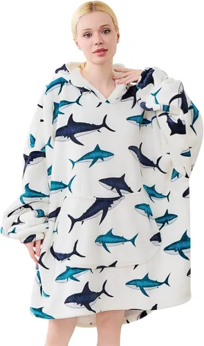 Miniatura 28 de Moinlizy - Sudadera con capucha tipo manta extragrande, portátil con capucha y bolsillo, de grueso sherpa, para mujeres y hombres adultos