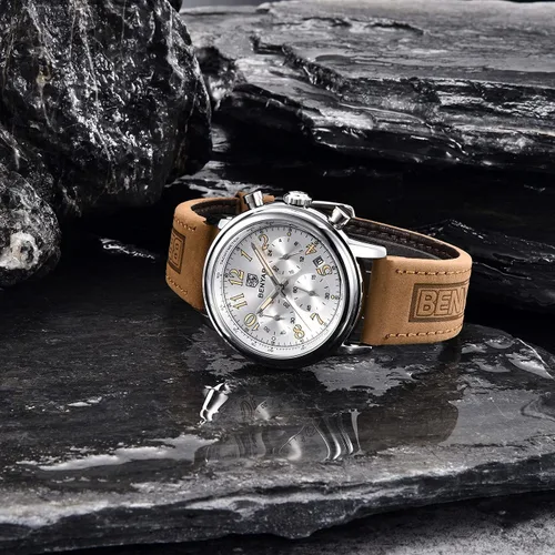 Miniatura 4 de BENYAR - Reloj de pulsera elegante para hombre, reloj de correa de cuero auténtico, movimiento de cuarzo perfecto, impermeable y resistente a