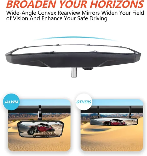 Miniatura 5 de Espejo retrovisor UTV para jaula antivuelco de 1.5 a 2.0 pulgadas, nuevos espejos RZR con gran campo de visión ajustable, compatible con Polaris