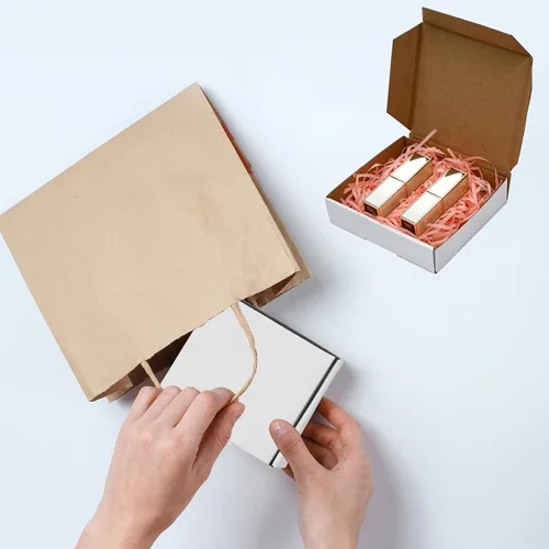 Miniatura 3 de KBG Cajas de envío pequeñas de 4 x 4 x 1 pulgadas, sobres de cartón corrugado blanco para negocios, paquete de 50 cajas de correo pequeñas, caja