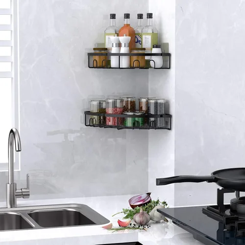 Miniatura 2 de Organizador de esquina para ducha, paquete de 2 estantes organizadores adhesivos para baño, ducha, sin perforaciones, a prueba de óxido, para montar