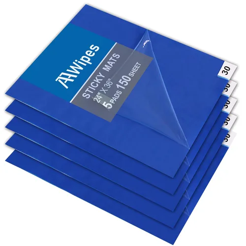 AAwipes Almohadillas adhesivas adhesivas de 24 x 36 pulgadas, paquete de 5 unidades, 30 hojas/paquete, 150 hojas en total, color azul, para sala