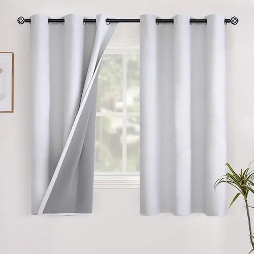 Miniatura 94 de YoungsTex - Cortinas opacas de lino para dormitorio, oscurecimiento de la habitación, cortinas con textura de lino, paneles con aislamiento térmico