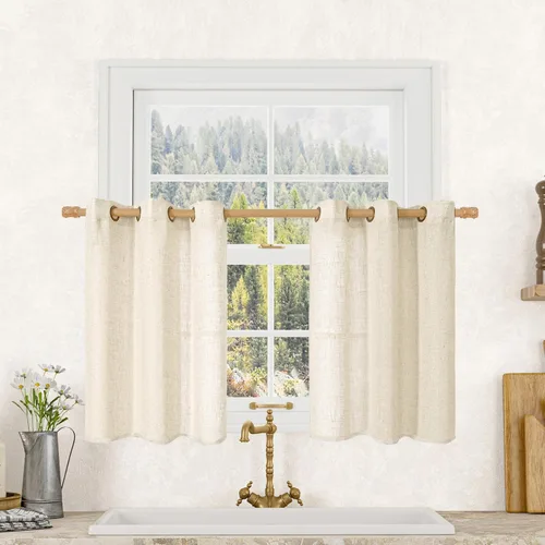 Miniatura 144 de LAMIT Cortinas de lino sintético para dormitorio, paneles filtrantes de luz, cortinas de lino con protección de privacidad con ojales para ventanas