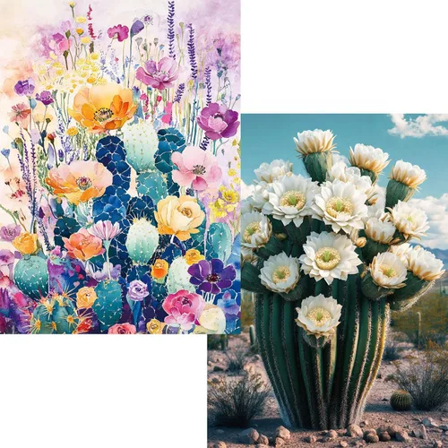 Miniatura 6 de Rompecabezas de 1000 piezas para adultos, paquete de 2 con tema botánico y de plantas cósmicas, diseño de rosas estrelladas y árboles, rompecabezas