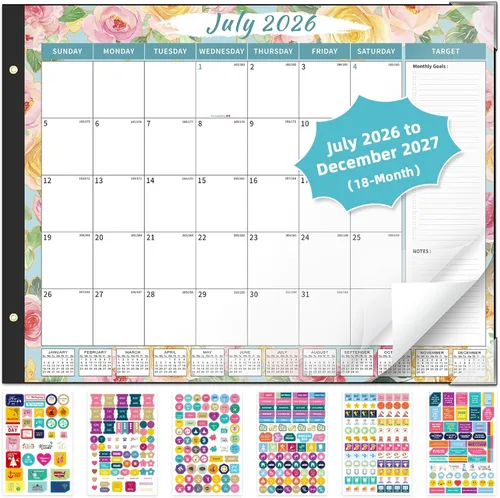 Miniatura 11 de Ospelelf Calendario de escritorio 2026-2027, calendario magnético para refrigerador, 12 x 17 pulgadas, calendario de pared de 18 meses, uso de enero