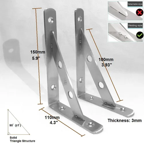 Miniatura 4 de AmericFengBao Soporte de estante resistente, soporte soldado, soporte de esquina de soporte de estante en ángulo recto, 6 x 4 pulgadas, estante