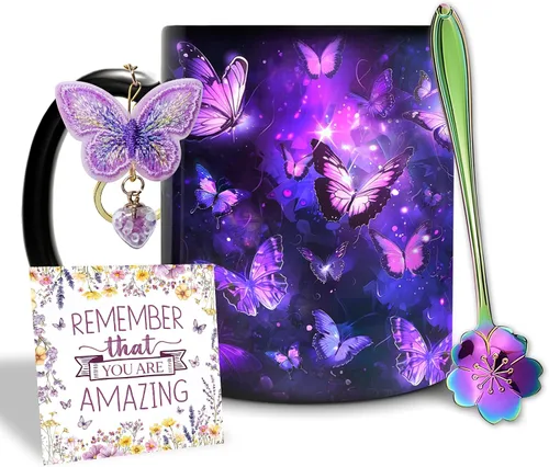 Miniatura 18 de Hyturtle Taza Personalizada de Mariposa - Regalos Inspiradores para Niñas, Mujeres y Amigas - Regalos de Cumpleaños para Amantes de las Mariposas