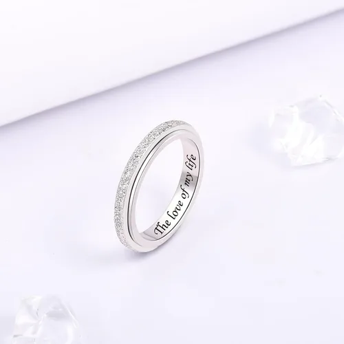 Miniatura 22 de Sterling Silver Spinner Fidget Ring Anti Anxiety Worry Relieving Boredom ADHD Autism Band Ring for Women Men