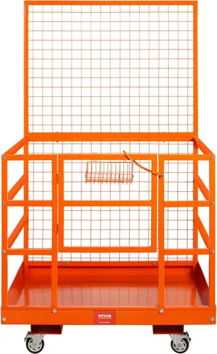 Miniatura 9 de VEVOR Jaula de seguridad para montacargas, capacidad de carga de 1400 libras, plataforma de trabajo de carretilla elevadora de 43 x 45 pulgadas