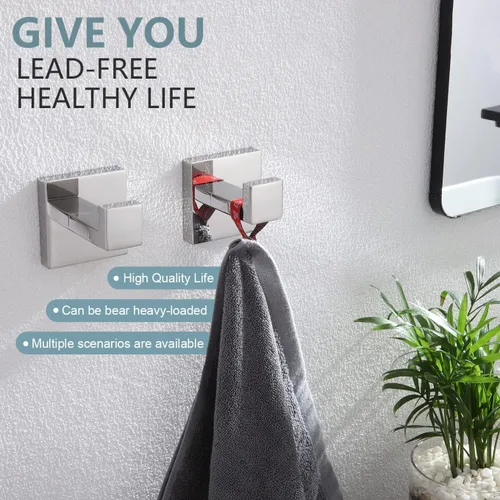 Miniatura 6 de KOKOSIRI Gancho para toallas de baño, gancho cuadrado para bata, gancho para abrigos, anillo para toalla de mano, soporte para toallas de 9