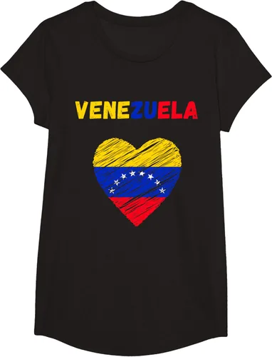 Miniatura 6 de Camiseta con la bandera venezolana con corazón de Venezuela, Negro