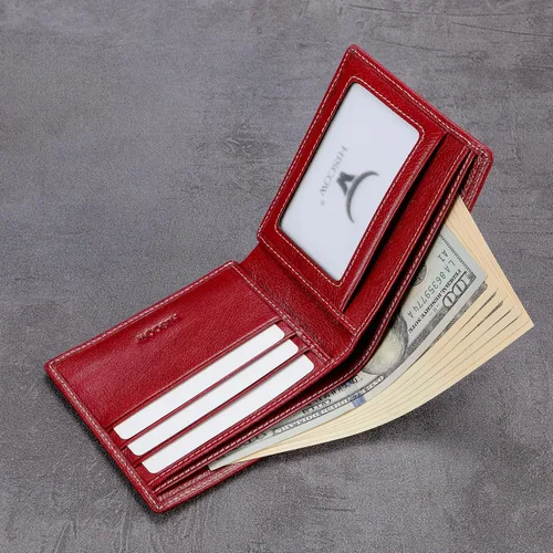Miniatura 57 de HISCOW Billeteras plegables de cuero de grano completo para hombres, billetera minimalista delgada para hombre, regalos para papá, cumpleaños, día