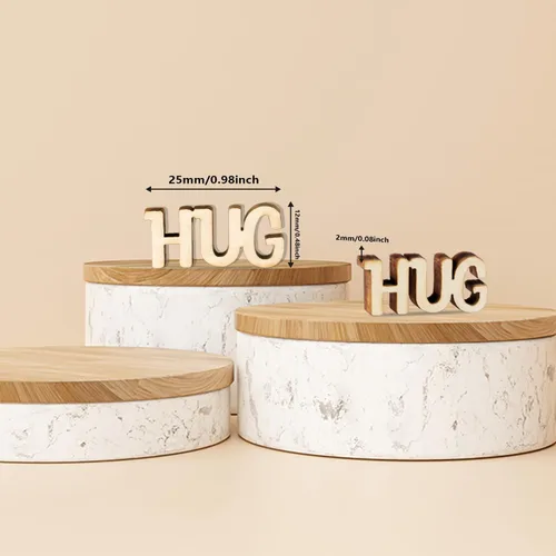 Miniatura 2 de Abrazos de Madera HUGs 200 Piezas Bolsa de Abrazo para Regalar Frasco DIY de Abrazos Mini Letras Divertidas de Madera Sin Terminar Pequeños Regalos