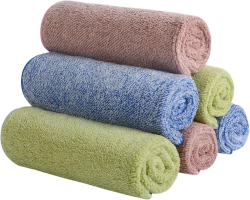 Miniatura 11 de SINLAND Toallas Faciales de Microfibra Ultra Suaves Paños de Lavado Faciales Paño Facial para Baño 12 Pulgadas x 12 Pulgadas Paquete de 6