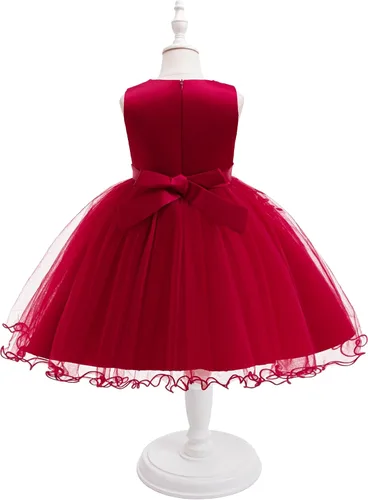 Miniatura 3 de Weileenice Vestido de dama de honor de encaje para niñas de flores, princesa, boda, graduación, concurso de cumpleaños, fiesta de cumpleaños, tutú