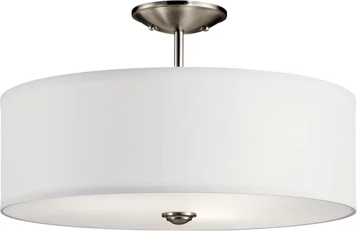Miniatura 5 de Kichler Shailene - Lámpara de 14 pulgadas con 3 luces redondas semiempotradas, difusor satinado blanco y pantalla de microfibra blanca en bronce