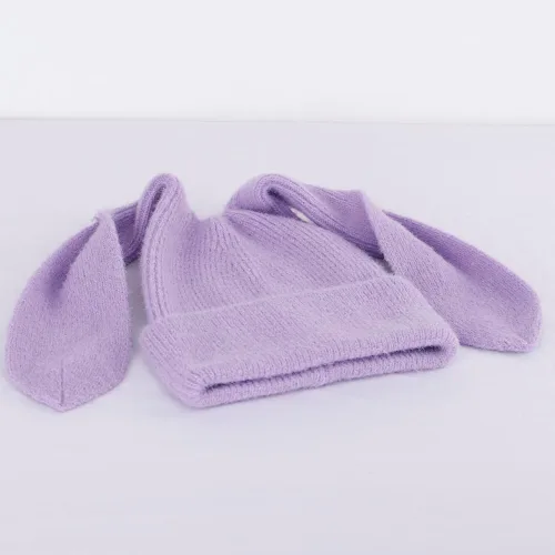 Miniatura 5 de Gorro de conejo para mujer, lindo conejo de ganchillo, gorro de invierno, cálido gorro de calavera para esquí al aire libre