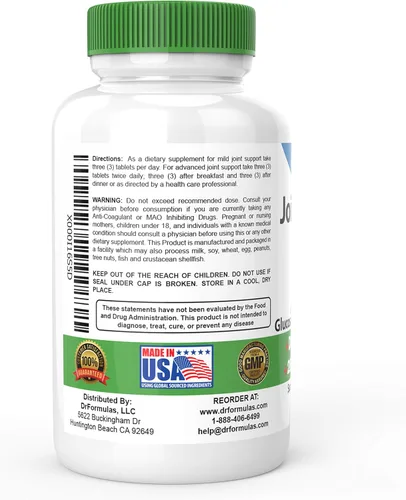 Miniatura 3 de DrFormulas Suplementos de apoyo articular para hombres y mujeres Glucosamina Condroitina Msm, (Mendamina) Suministro para 60 días