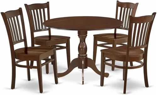 Miniatura 8 de East West Furniture DMGR3-LWH-W - Juego de comedor de 3 piezas que contiene una mesa de comedor redonda con gotas y 2 sillas de cocina, 42 x 42