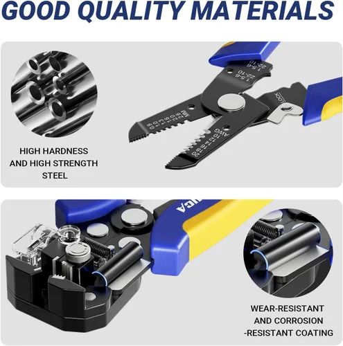 Miniatura 7 de haisstronica Juego de herramientas pelacables, autoajustable y manual de 10-24 AWG, pelacables eléctricos resistentes para reparación