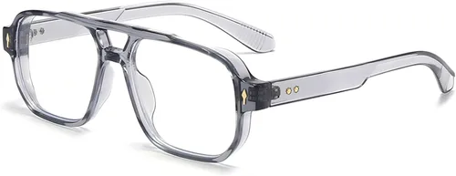 PORADAY Gafas de Bloqueo de Luz Azul para Mujeres y Hombres Estilo Retro Cuadrado de los Años 70 Gafas de Aviador Gafas Rectangulares para gris