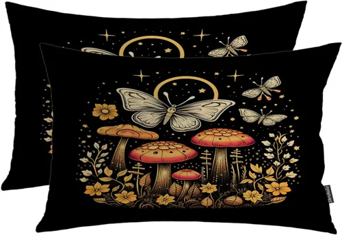 Miniatura 49 de Shrahala Funda de almohada decorativa de castillo oscuro de Halloween, casa con murciélagos de bruja, esqueleto, funda de almohada cuadrada mezclada