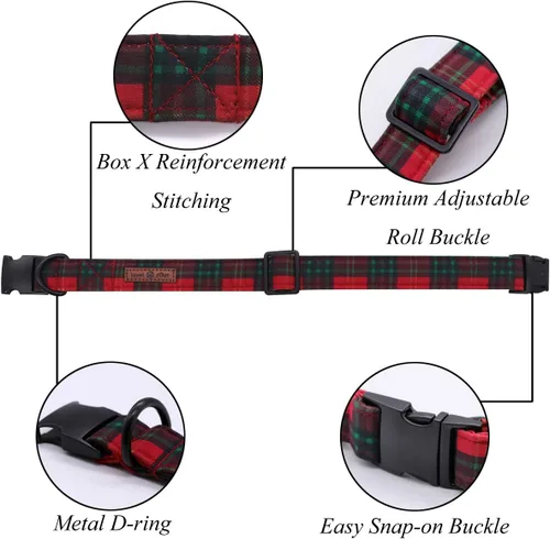 Miniatura 2 de Lionet Paws Collar navideño para perro y gato con corbatín, suave y cómodo, collar ajustable