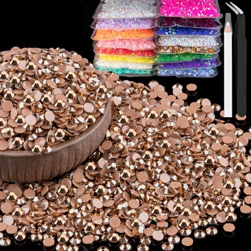 Miniatura 48 de 15000 diamantes de imitación de resina de 0.079 pulgadas a granel, diamantes de imitación de gelatina redondos negros con parte trasera plana, gemas