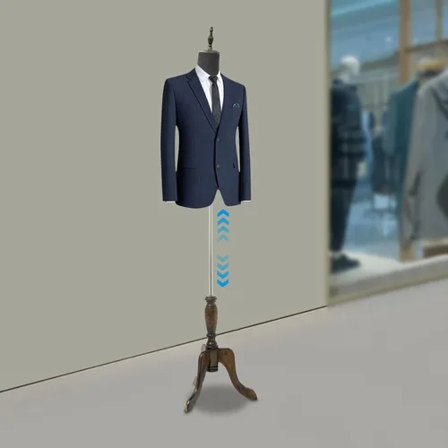 Miniatura 4 de Torso de maniquí masculino con soporte de madera, altura ajustable de 59-71 pulgadas, forma de vestido para exhibición de trajes, costura y Negro