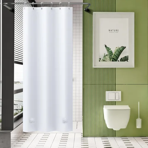 Miniatura 66 de AmazerBath - Cortina de ducha de plástico, 70 x 72 pulgadas, cortina de ducha esmerilada de plástico, impermeable, pesada, gruesa, con 3 piedras