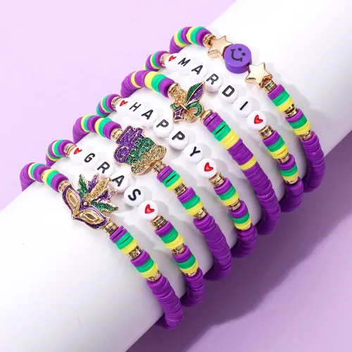 Miniatura 25 de Surfer Heishi - Pulseras apilables para mujer, apilables, de vinilo arcoíris, disco de arcilla, pulseras elásticas para la amistad, joyería bohemia