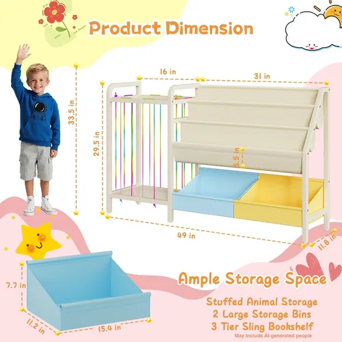 Miniatura 2 de B5 - Estantería infantil y almacenamiento de juguetes, estante para libros para habitaciones de niños, estantes para libros para niños pequeños