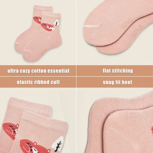 Miniatura 50 de Aisyee Calcetines de algodón para niños, calcetines sin costuras para niños, calcetines coloridos de cuarto de punto, paquete de 6