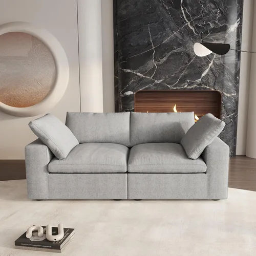 Miniatura 33 de Cloud - Sofá modular convertible de 80.3 pulgadas en forma de L para sala de estar con otomana de almacenamiento, sofás profundos minimalistas
