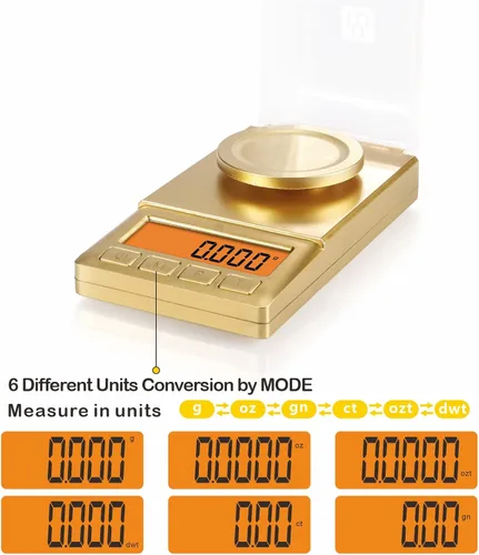 Miniatura 2 de UNIWEIGH Báscula de miligramos de 1.76 oz/0.00 oz, báscula portátil de joyería con peso Cal, retroiluminación LCD, tare, báscula de gramo mini