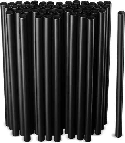 Pajitas para batido grandes, desechables, color negro, de boca ancha, grandes pajitas de batido de 9 pulgadas de alto/alto, paquete de 100 unidades