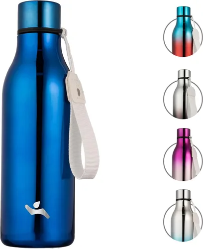 Miniatura 47 de Konokyo Botella de agua aislada con correa, botella de agua de acero inoxidable de 18 onzas de doble pared con aislamiento al vacío, frasco de Verde