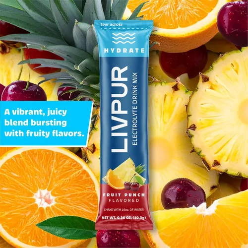 Miniatura 3 de LIVPUR - Mezcla de bebida con electrolitos, polvo de hidratación instantánea con vitamina C, B6, B12 y aminoácidos esenciales para apoyo muscular