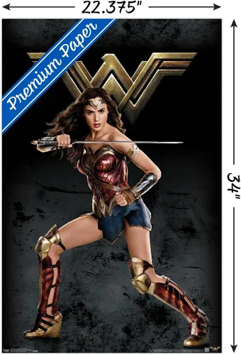 Miniatura 3 de Trends International DC Comics Movie - Póster de pared de la Liga de la Justicia - Mujer Maravilla, 22.375 x 34 pulgadas, versión premium sin marco