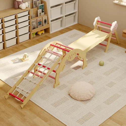 Miniatura 7 de Pikler - Juego de triángulos 4 en 1, juguetes de escalada para niños pequeños con rampa, arco y escalera, juego de escalada con construcción