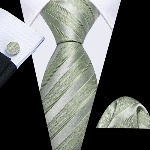 Miniatura 348 de Barry.Wang Juego de corbatas para hombre, corbata de seda a rayas, tejido a cuadros, gemelos formales, negocios, boda