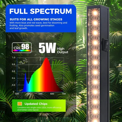 Miniatura 4 de Barrina Luces de Crecimiento para Plantas de Interior, Espectro Completo de Luz Solar, Bombillas de Luz de Crecimiento LED con Cubierta Negra, Tira