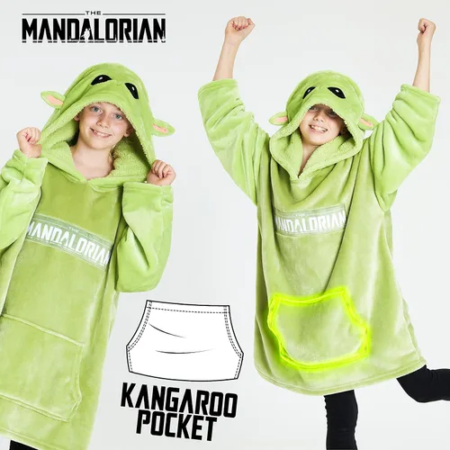 Miniatura 5 de Disney The Mandalorian - Manta con capucha para niños y adolescentes, manta de forro polar Baby Yoda Verde