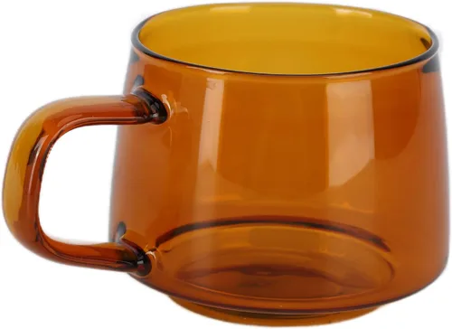 Yosoo Taza de café, taza de vidrio vidrio de borosilicato con mango para leche para el hogar para café con leche (ámbar)