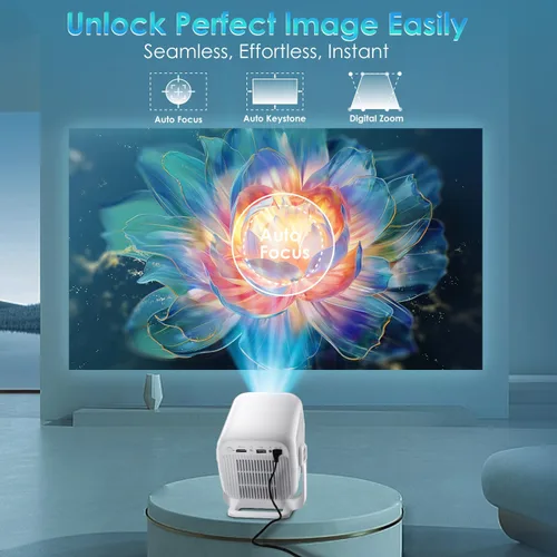 Miniatura 4 de [Enfoque automático/Keystone y nativo de 1080P] Mini proyector con Wifi y Bluetooth 5.4, proyectores de película para interior/exterior/dormitorio