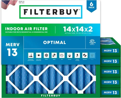 Miniatura 26 de Filterbuy Filtro de aire MERV 13 de 8 x 14 x 1 pulgadas para defensa óptima contra el humo y la alergia (paquete de 6), repuesto de filtros